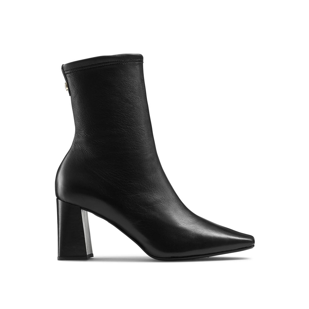 Black Russell And Bromley Latenight Leather Sock Women\'s Ankle Boots | CA-2730W