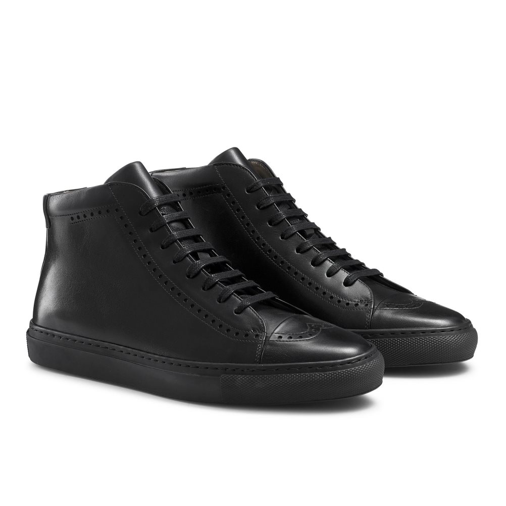Black Russell And Bromley Legend Luxury High-top Men's Sneakers | CA-6893G