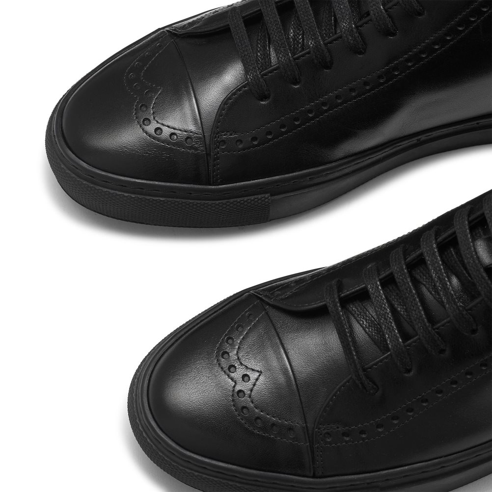Black Russell And Bromley Legend Luxury High-top Men's Sneakers | CA-6893G
