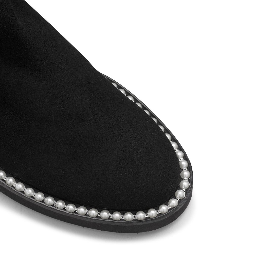 Black Russell And Bromley Lustrous Long Stretch Women's Knee-high Boots | CA-2308X
