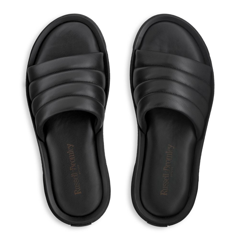Black Russell And Bromley Luxe Luxury Padded Men's Slides | CA-8635M