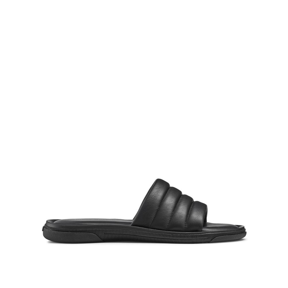 Black Russell And Bromley Luxe Luxury Padded Men\'s Slides | CA-8635M
