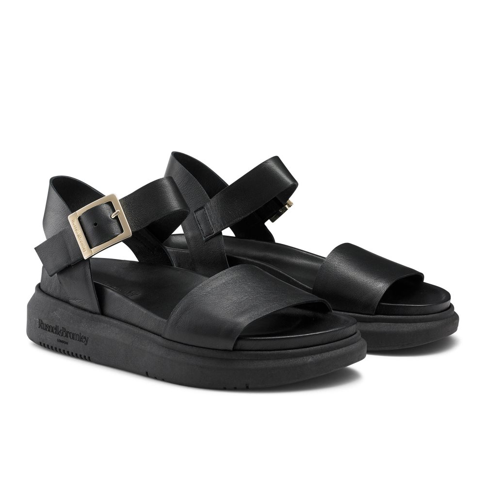 Black Russell And Bromley Miramar Chunky Women's Flat Sandals | CA-5283U