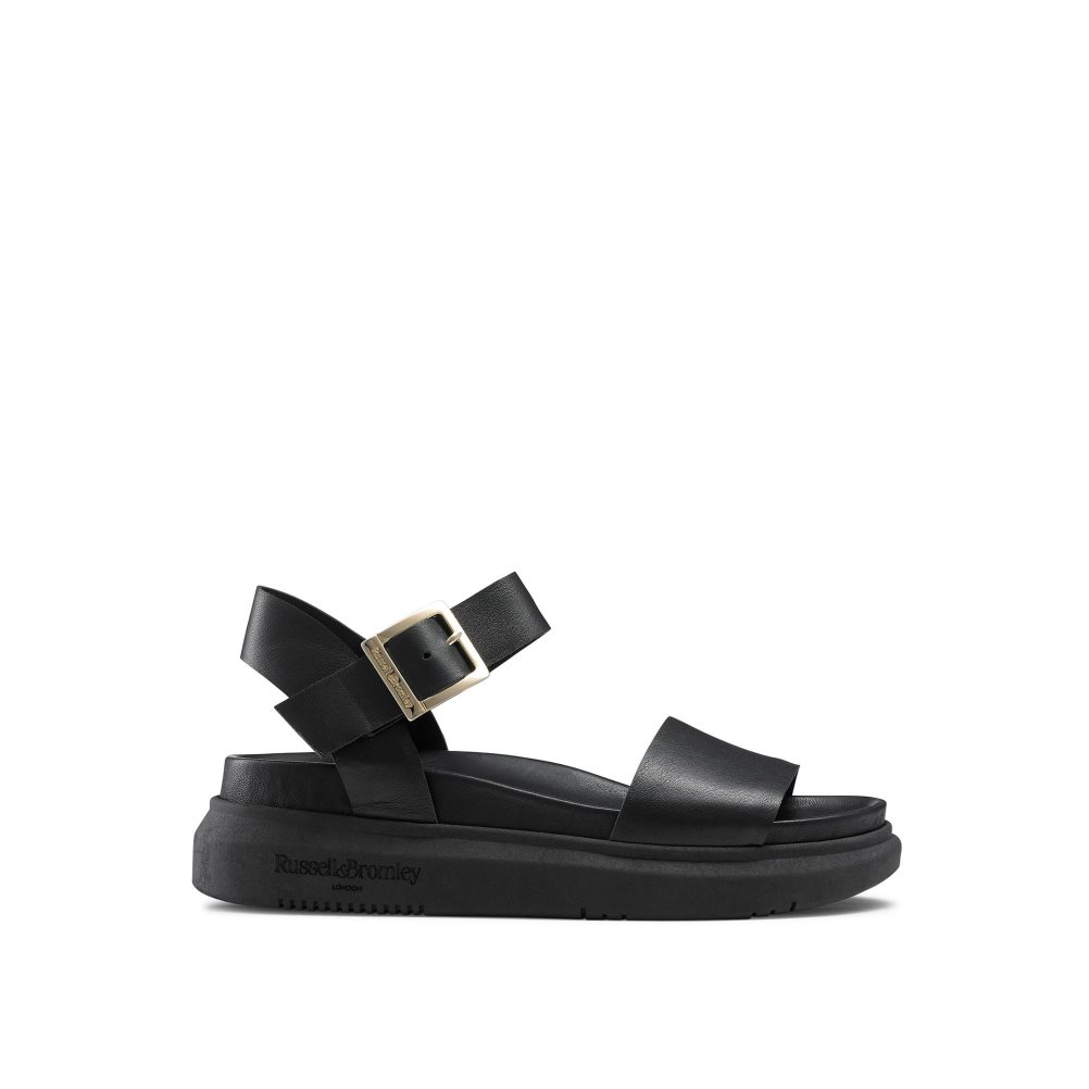 Black Russell And Bromley Miramar Chunky Women\'s Flat Sandals | CA-5283U