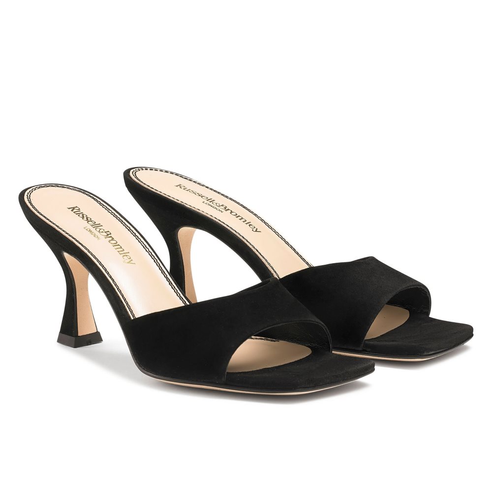 Black Russell And Bromley Mojito 90’s Heeled Women's Mules | CA-4193O