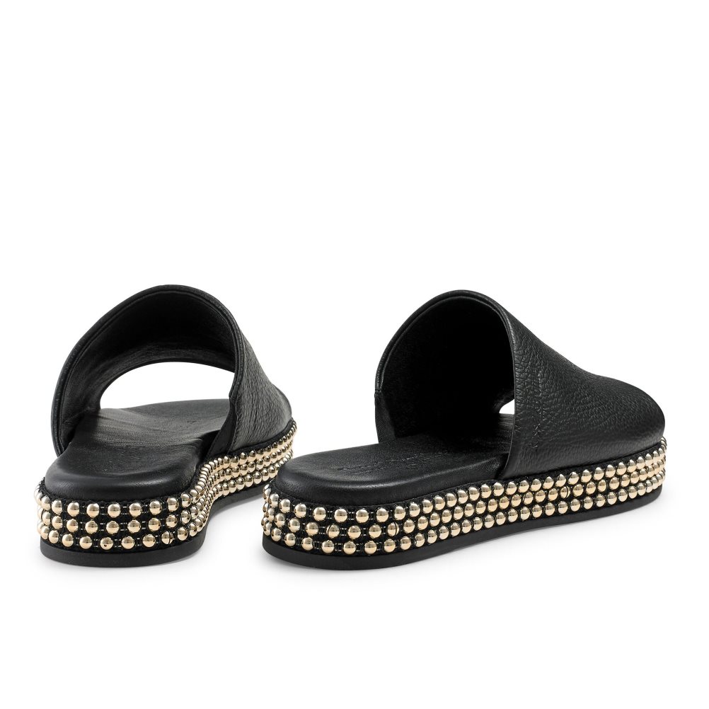 Black Russell And Bromley Moneypot Women's Flat Sandals | CA-8351C