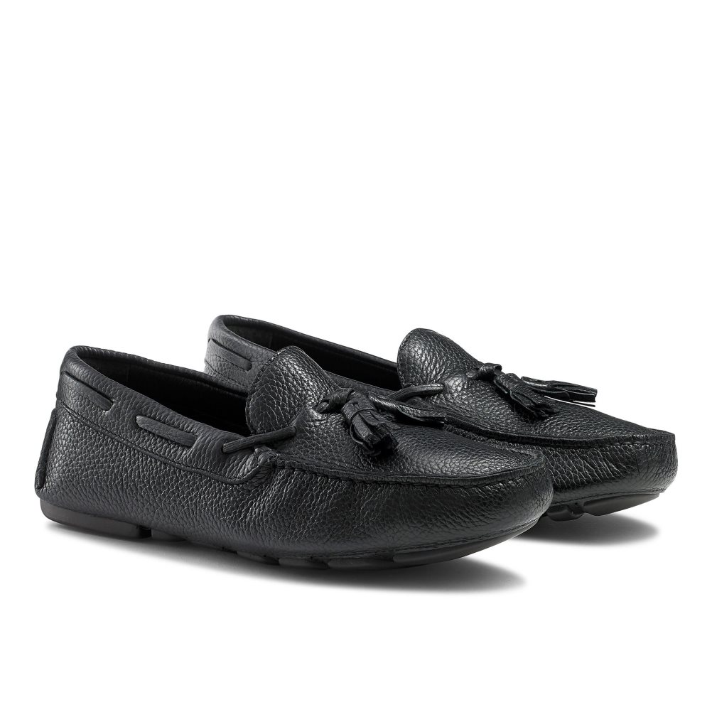 Black Russell And Bromley Monza Tassel Men's Drivers Shoes | CA-7403S