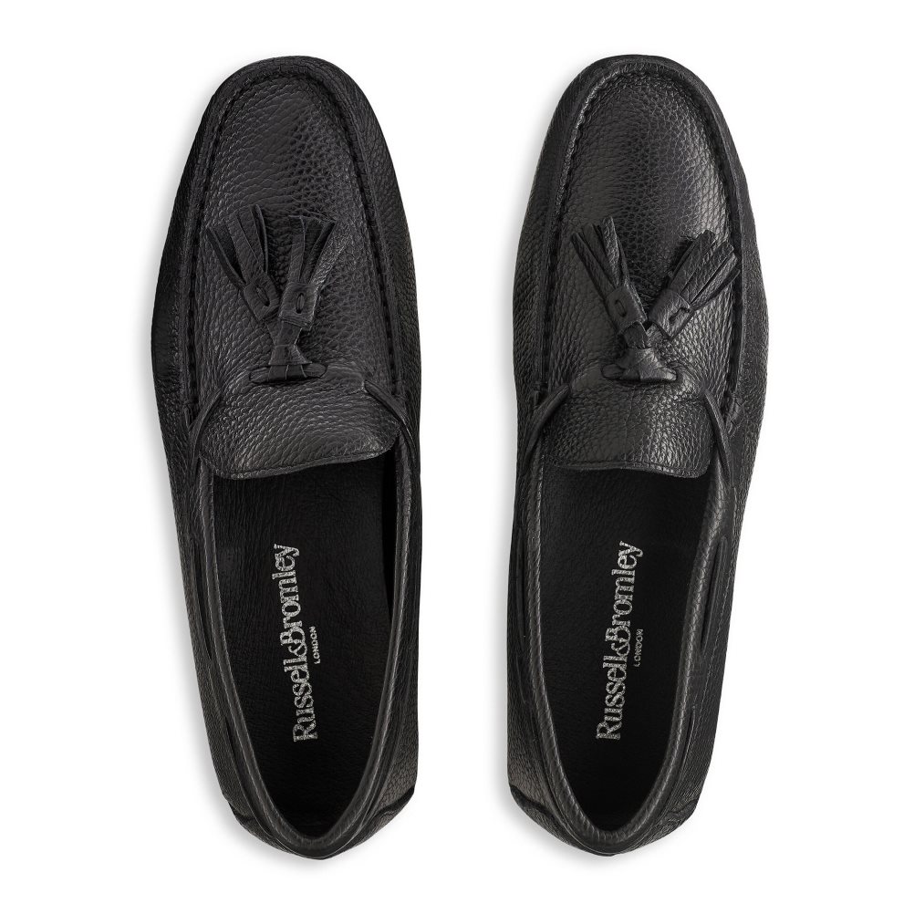 Black Russell And Bromley Monza Tassel Men's Drivers Shoes | CA-7403S