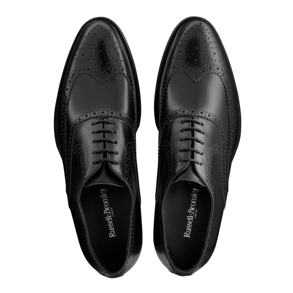 Black Russell And Bromley Oak Antiqued Brogue Oxford Men's Formal Shoes | CA-4536X