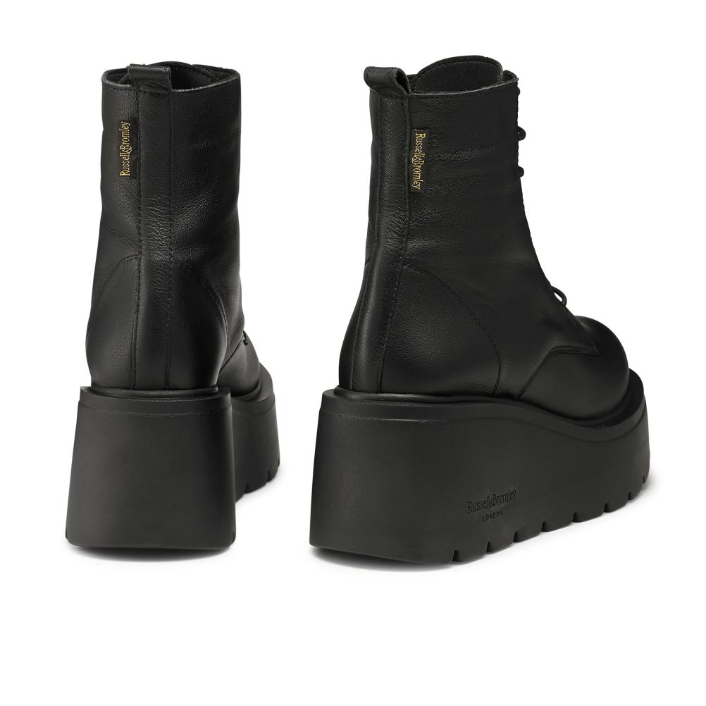 Black Russell And Bromley Overlace Lace-up Women's Wedge Boots | CA-1965S