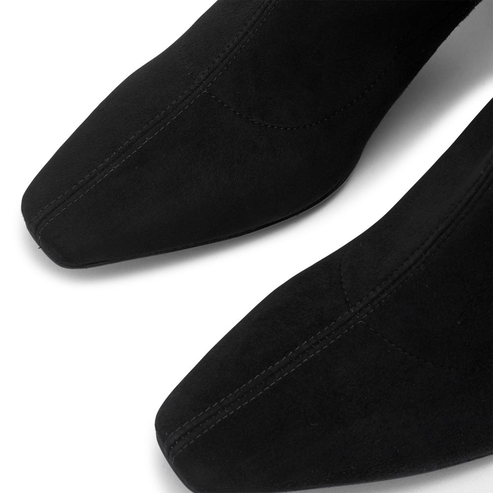 Black Russell And Bromley Overnight Stretch Suede Women's Knee-high Boots | CA-3961Y