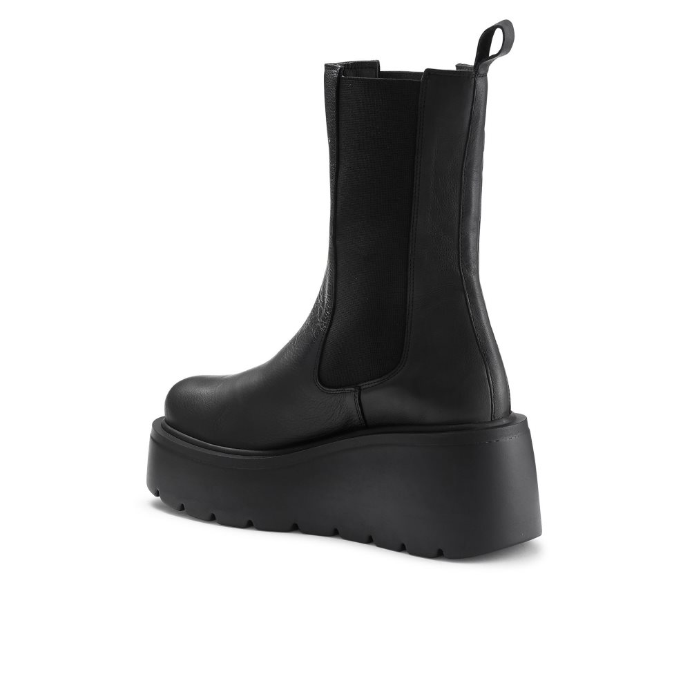 Black Russell And Bromley Overtake Ankle Women's Wedge Boots | CA-3985U