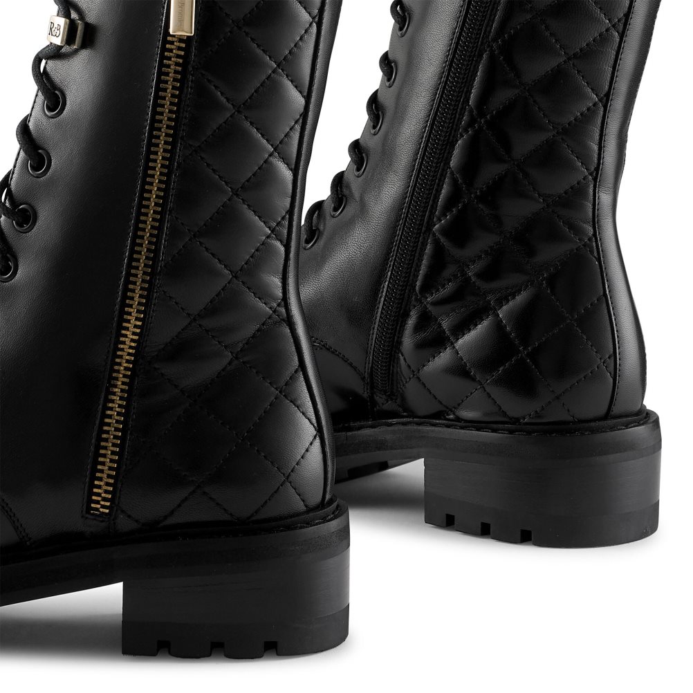 Black Russell And Bromley Parade Square Toe Women's Military Boots | CA-1072O