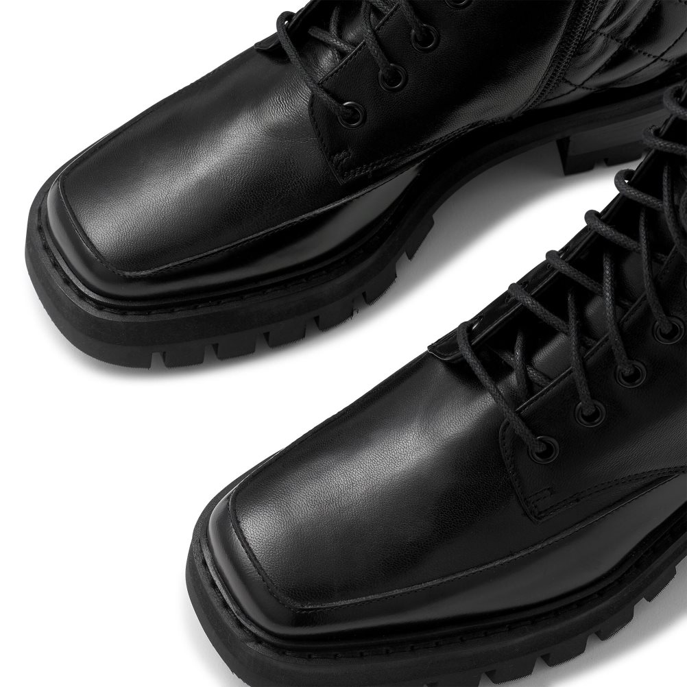 Black Russell And Bromley Parade Square Toe Women's Military Boots | CA-1072O