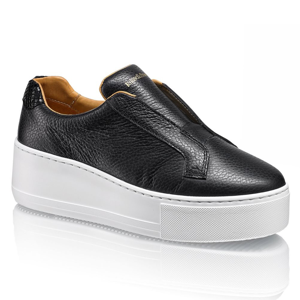 Black Russell And Bromley Park Up Flatform Laceless Women's Platform Shoes | CA-5647W