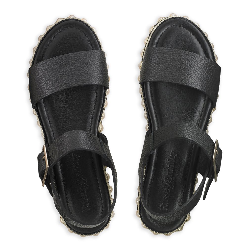 Black Russell And Bromley Pearljam Pearl Two Part Women's Flat Sandals | CA-7689C
