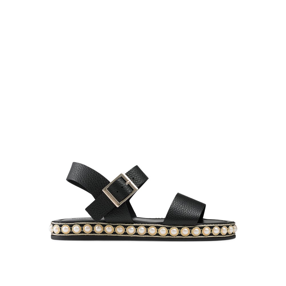 Black Russell And Bromley Pearljam Pearl Two Part Women\'s Flat Sandals | CA-7689C