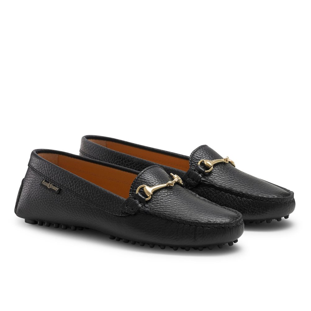 Black Russell And Bromley Piazza Snaffle Trim Driver Women's Loafers | CA-1328V