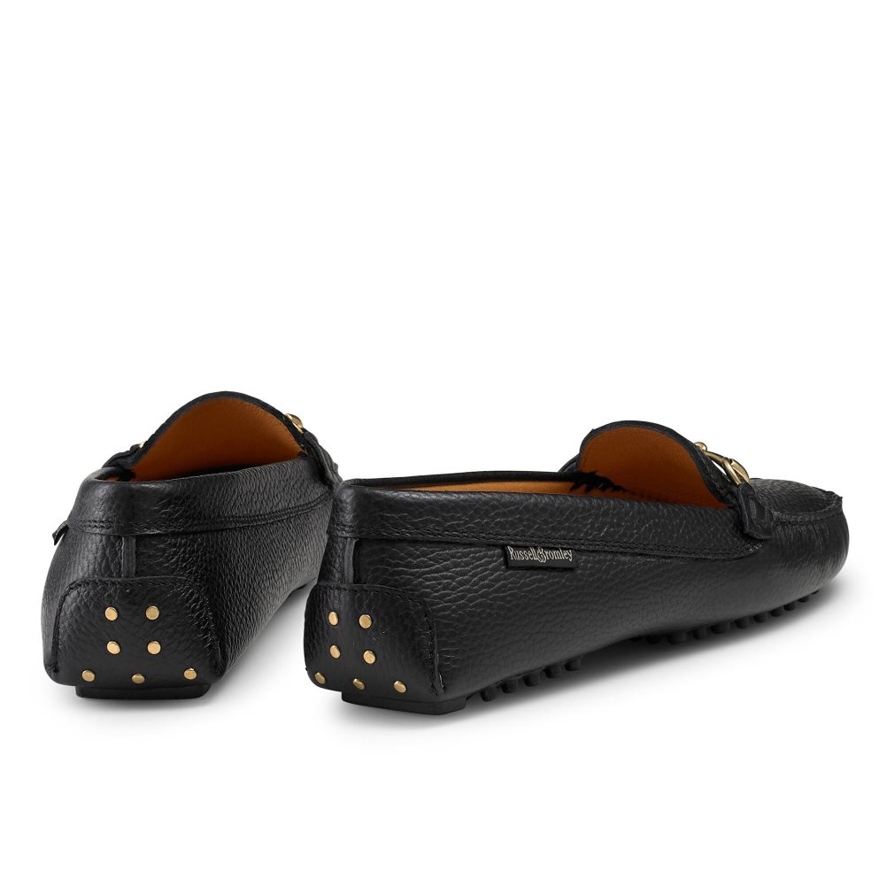Black Russell And Bromley Piazza Snaffle Trim Driver Women's Loafers | CA-1328V