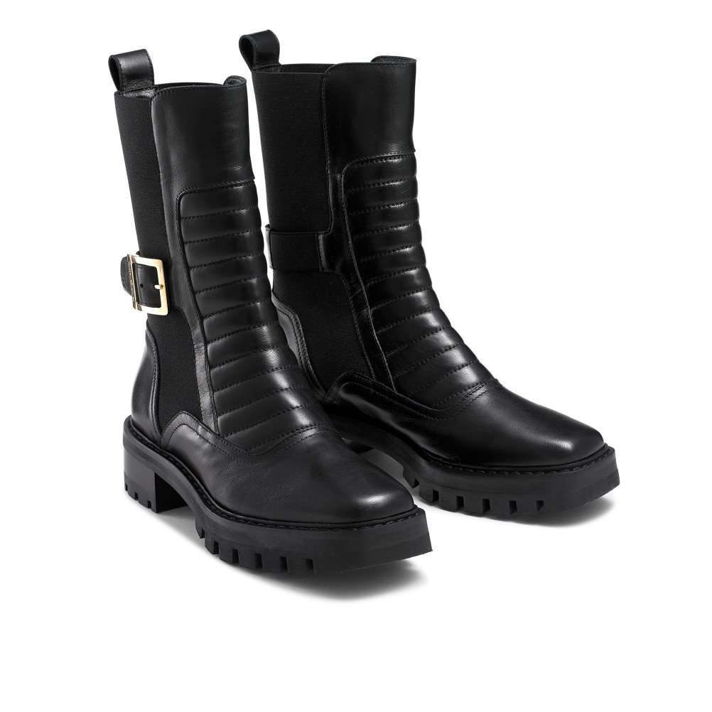 Black Russell And Bromley Pillion Square Toe Women's Biker Boots | CA-5603I