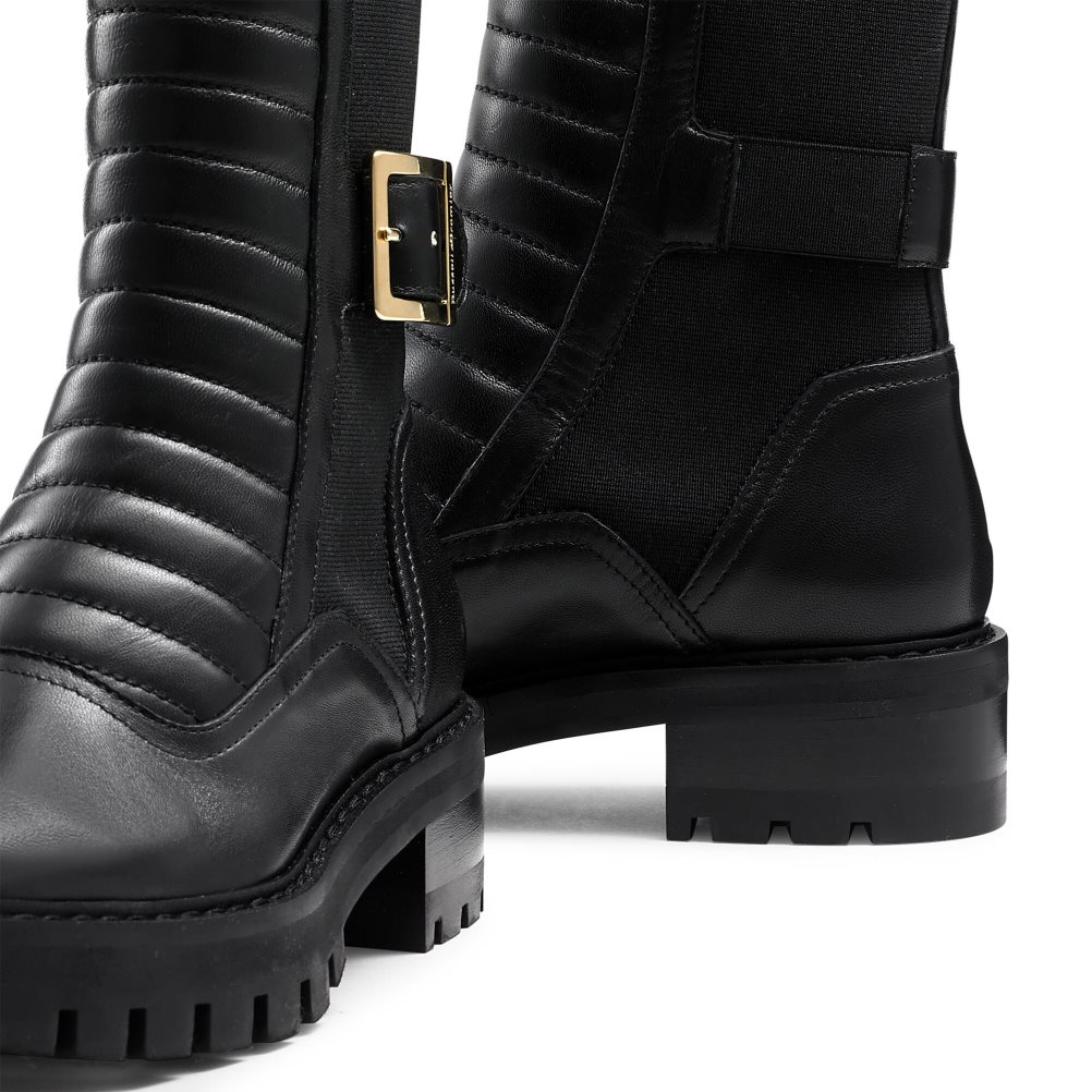 Black Russell And Bromley Pillion Square Toe Women's Biker Boots | CA-5603I