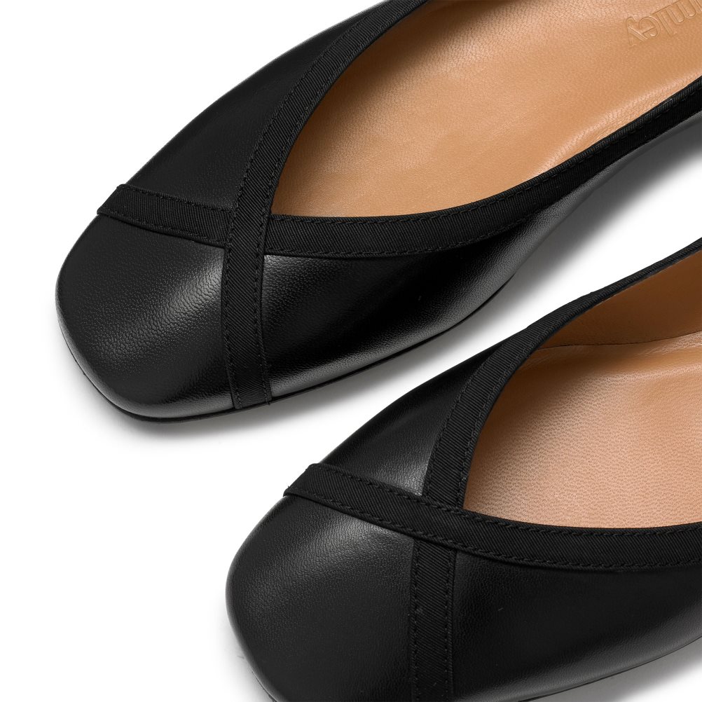 Black Russell And Bromley Pirouette Ankle Tie Women's Ballet Flats | CA-1927B