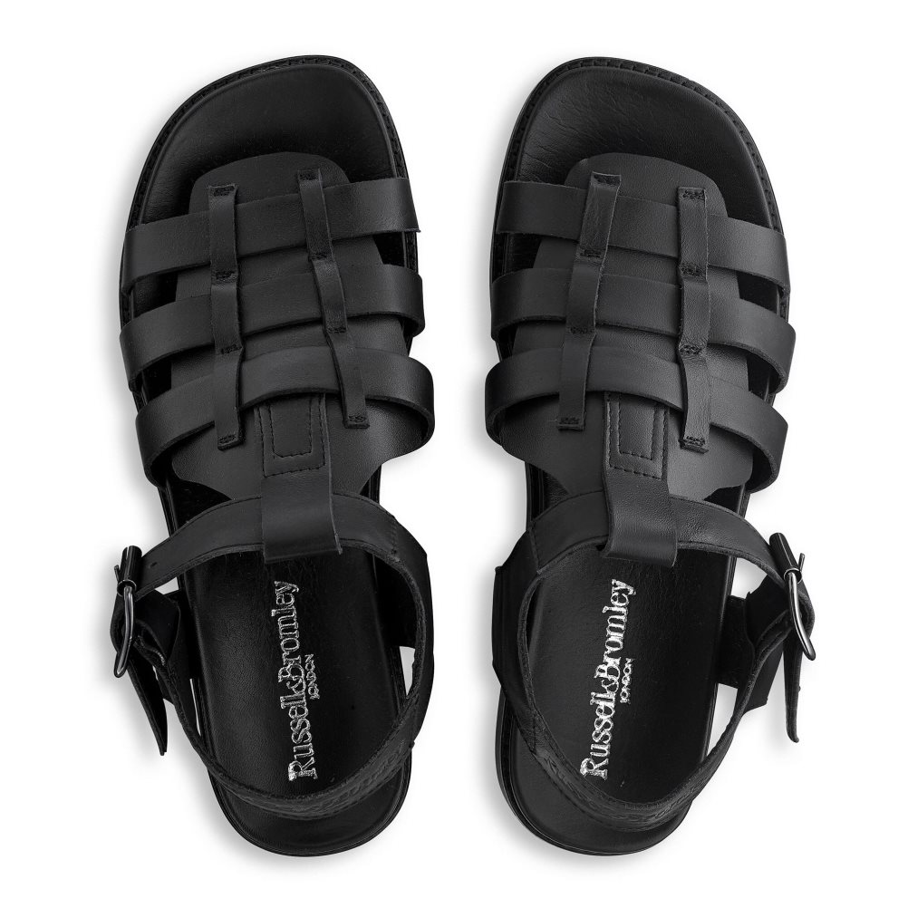 Black Russell And Bromley Portland Fisherman Women's Flat Sandals | CA-6098A