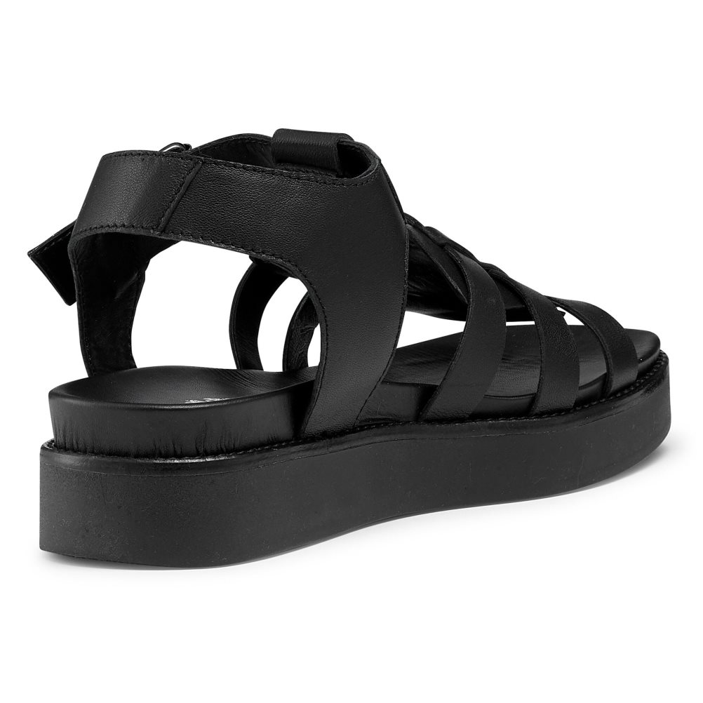 Black Russell And Bromley Portland Fisherman Women's Flat Sandals | CA-6098A