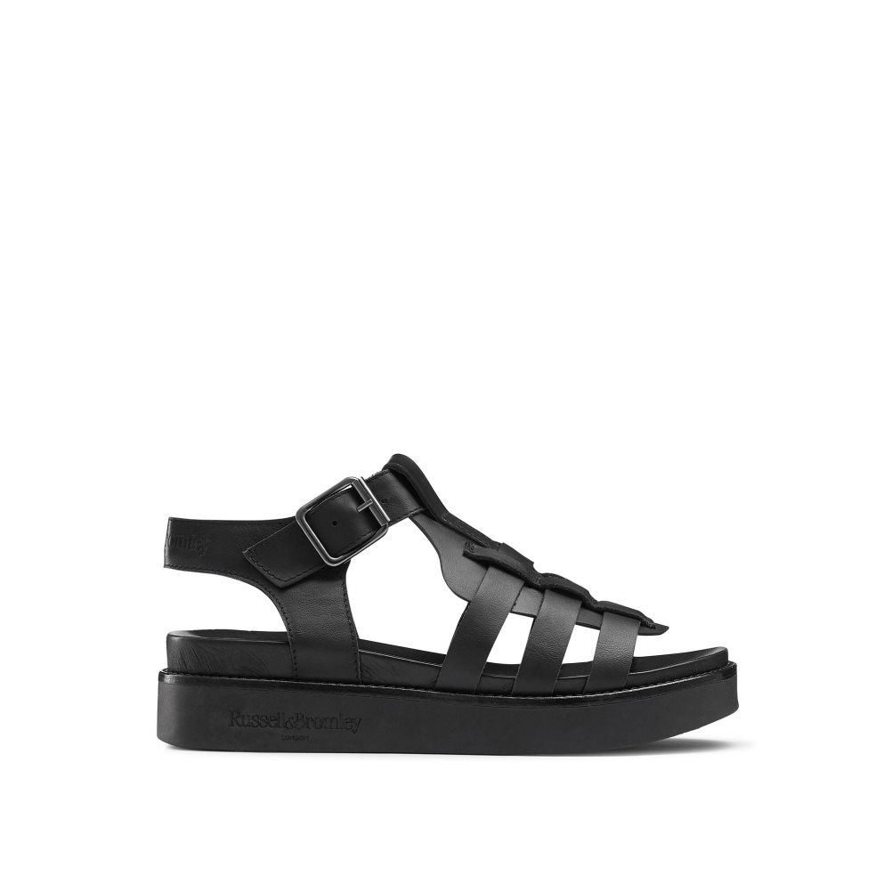 Black Russell And Bromley Portland Fisherman Women\'s Flat Sandals | CA-6098A