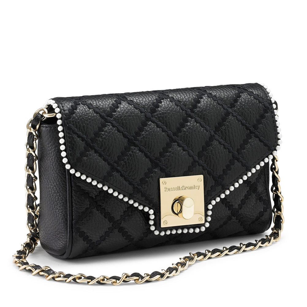 Black Russell And Bromley Promenade Pearl Trim Women's Crossbody Bags | CA-1729C