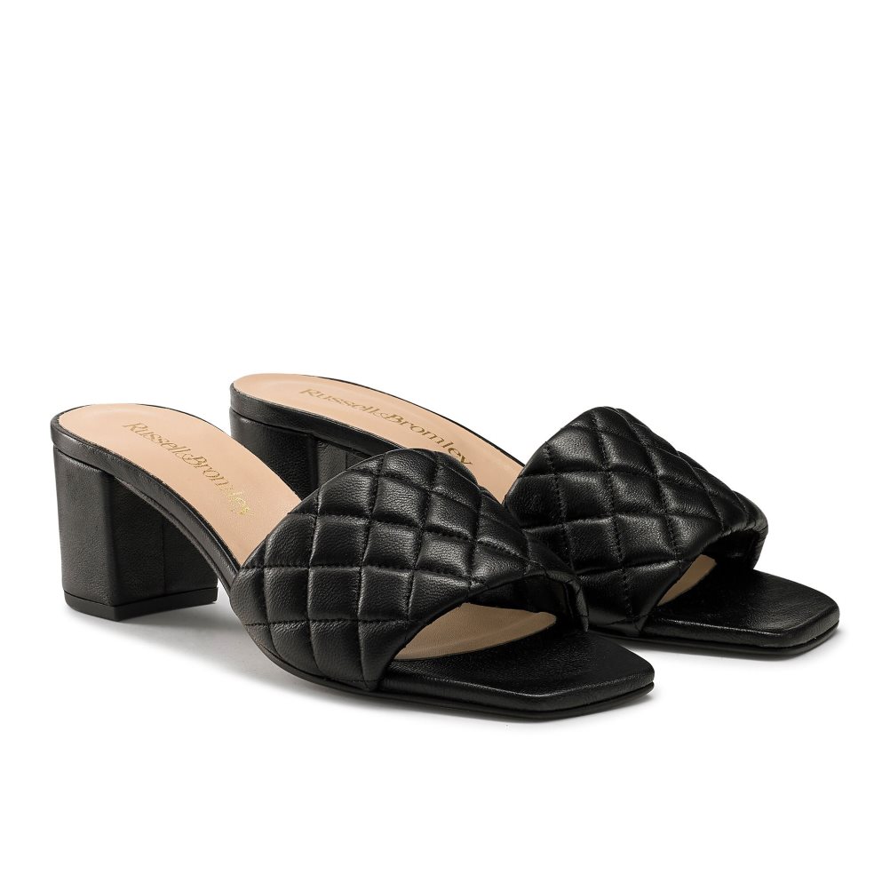 Black Russell And Bromley Quiltbloc Quilted Block Women's Mules | CA-8047C