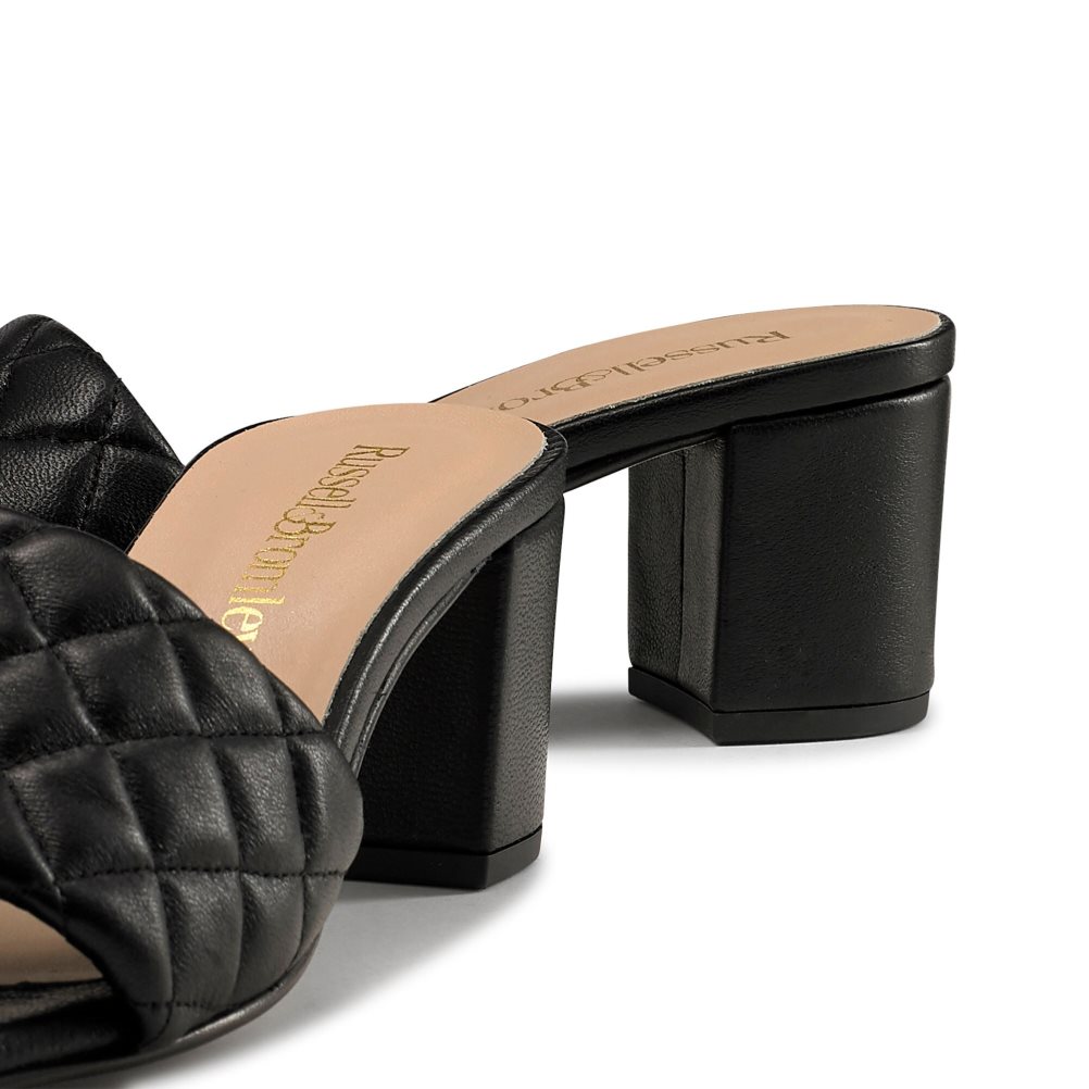 Black Russell And Bromley Quiltbloc Quilted Block Women's Mules | CA-8047C
