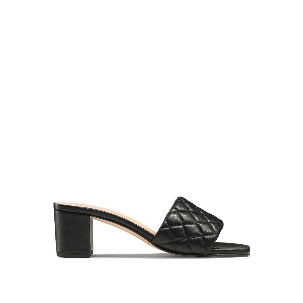 Black Russell And Bromley Quiltbloc Quilted Block Women\'s Mules | CA-8047C