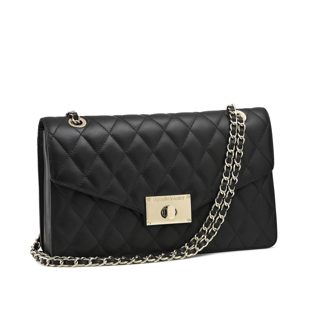 Black Russell And Bromley Quiltchain Large Chain Women's Shoulder Bags | CA-3519I
