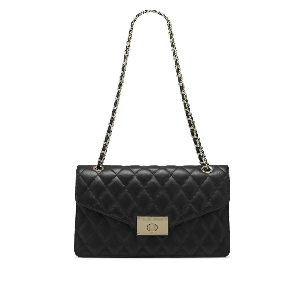 Black Russell And Bromley Quiltchain Large Chain Women's Shoulder Bags | CA-3519I