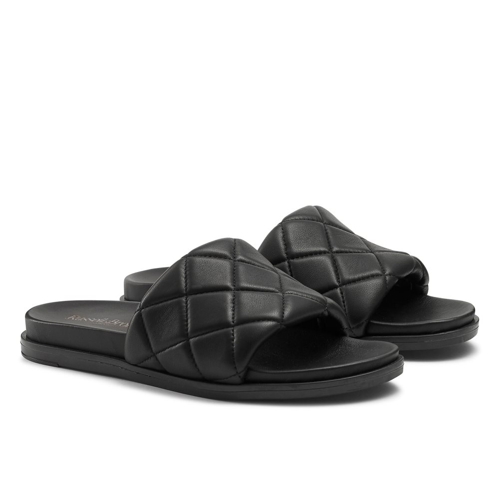 Black Russell And Bromley Quilted Women's Slides | CA-2685D