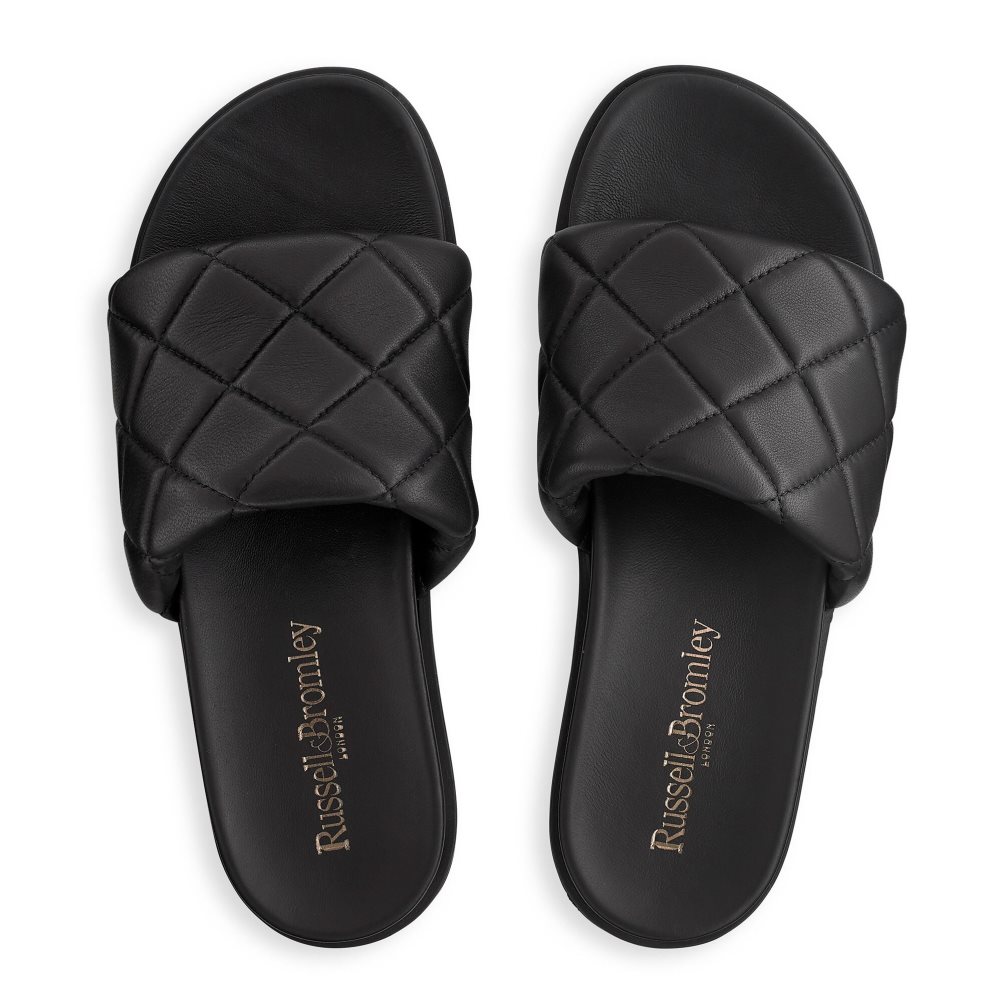 Black Russell And Bromley Quilted Women's Slides | CA-2685D