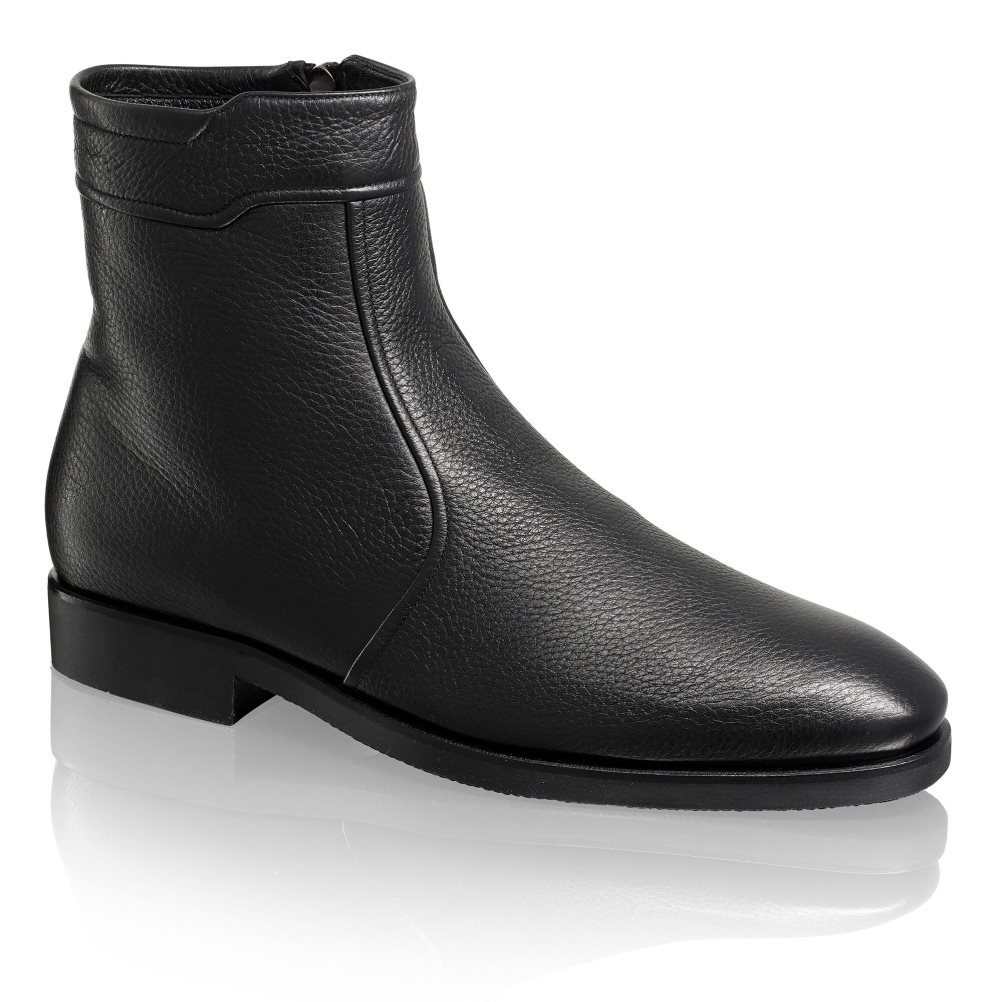 Black Russell And Bromley Reheat Zip With Fur Men's Ankle Boots | CA-6082Q