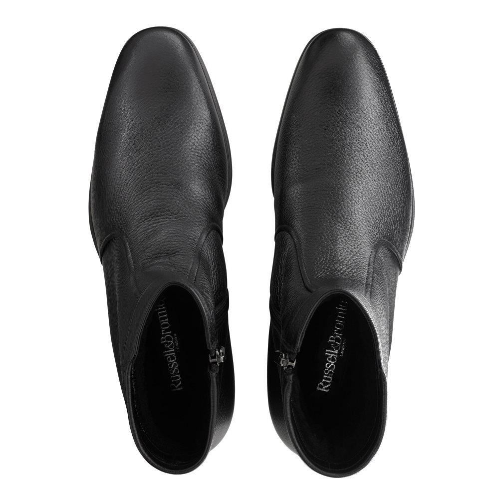 Black Russell And Bromley Reheat Zip With Fur Men's Ankle Boots | CA-6082Q