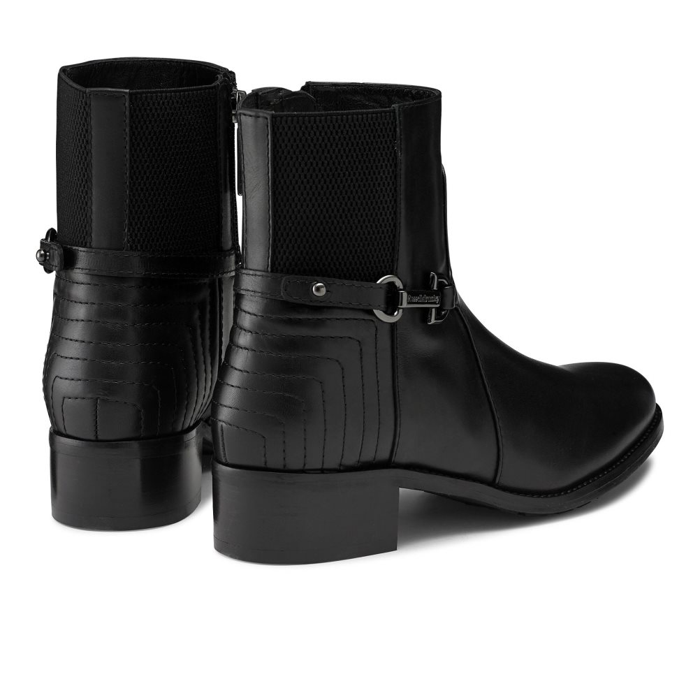 Black Russell And Bromley Rein Fall Elastic Back Women's Ankle Boots | CA-2143Q