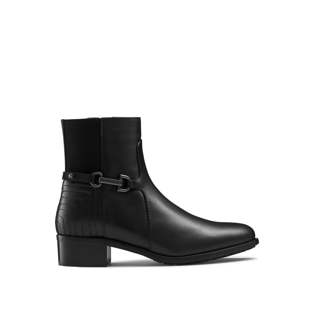Black Russell And Bromley Rein Fall Elastic Back Women\'s Ankle Boots | CA-2143Q