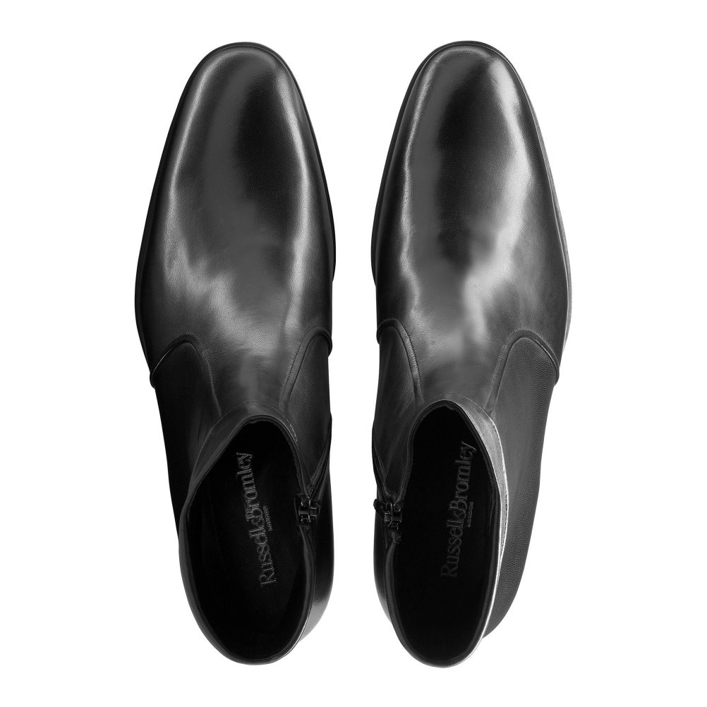 Black Russell And Bromley Repeat Zip Men's Ankle Boots | CA-4897Y