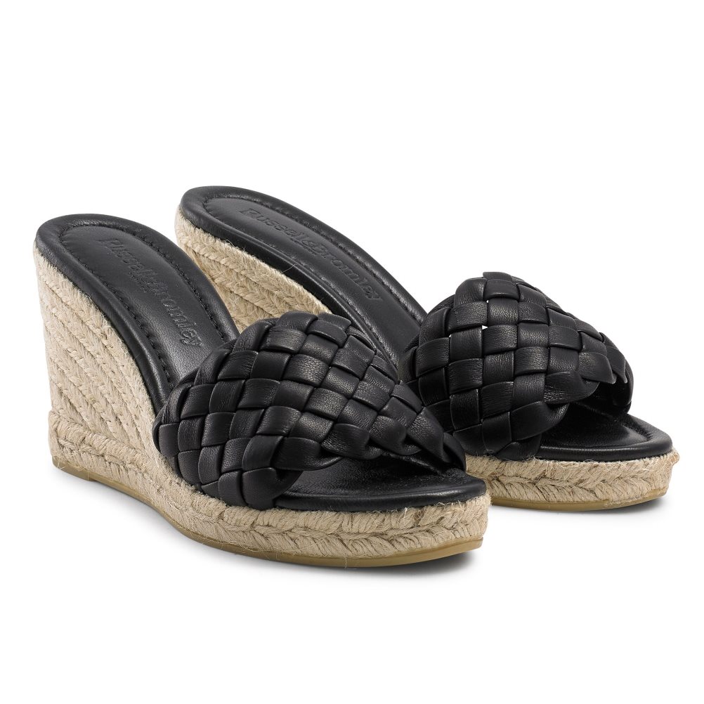 Black Russell And Bromley Rhapsody Plaited Espadrille Women's Wedges | CA-6598A