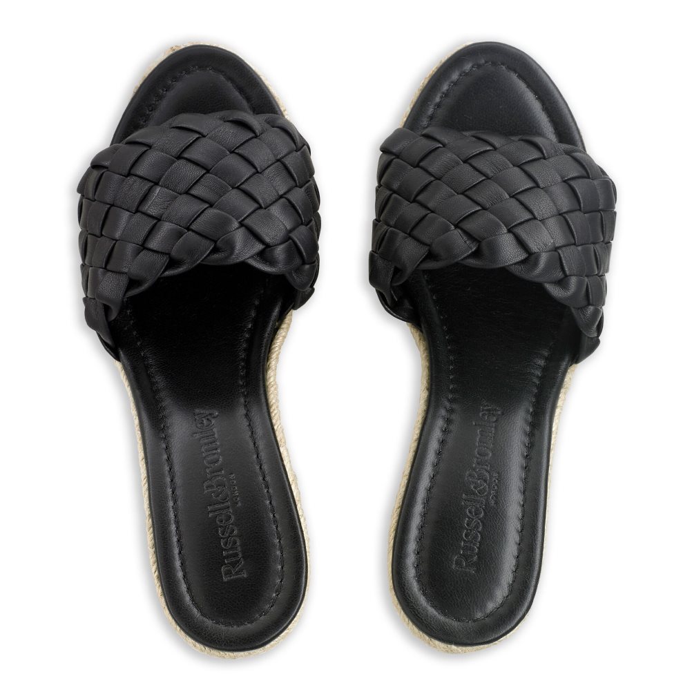 Black Russell And Bromley Rhapsody Plaited Espadrille Women's Wedges | CA-6598A