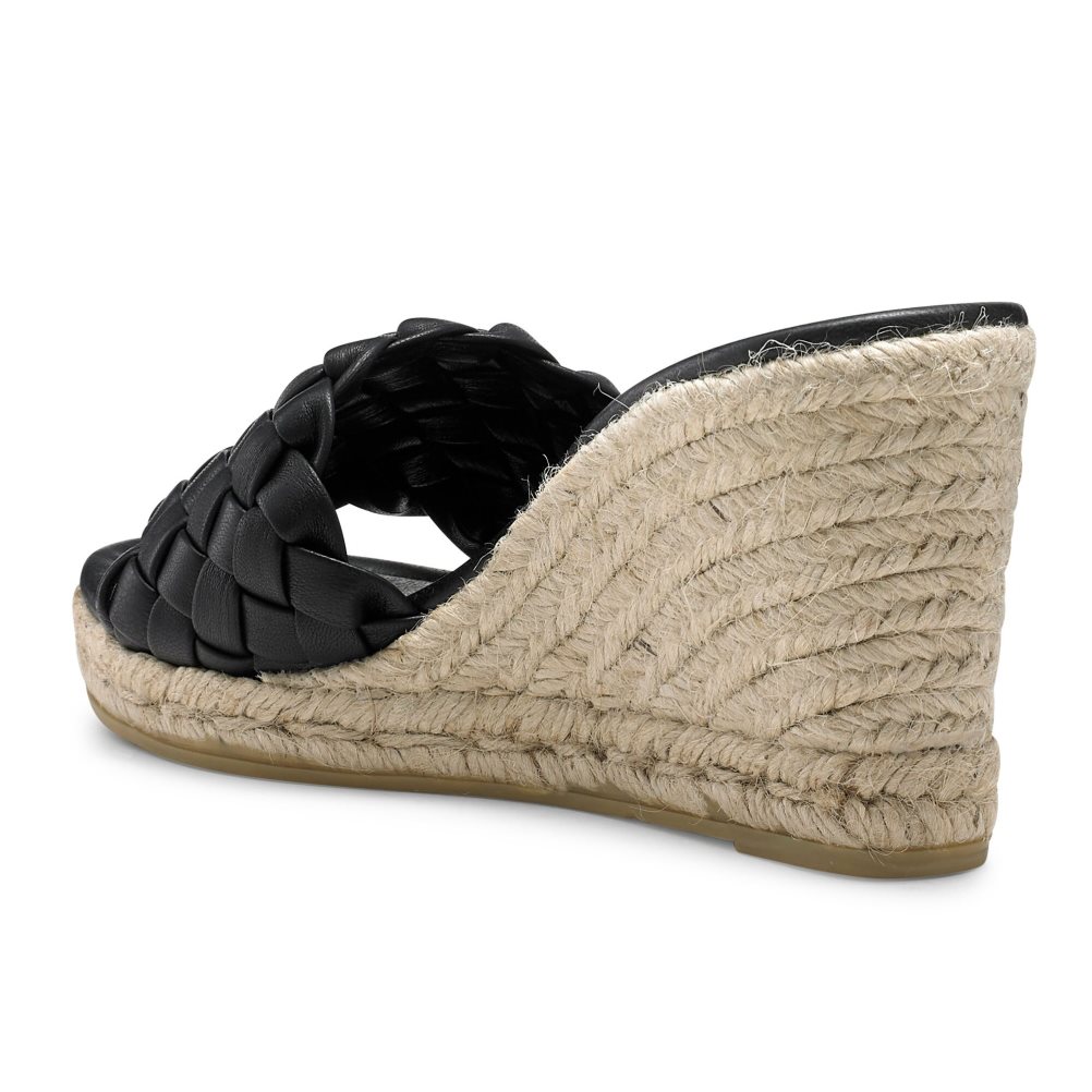 Black Russell And Bromley Rhapsody Plaited Espadrille Women's Wedges | CA-6598A