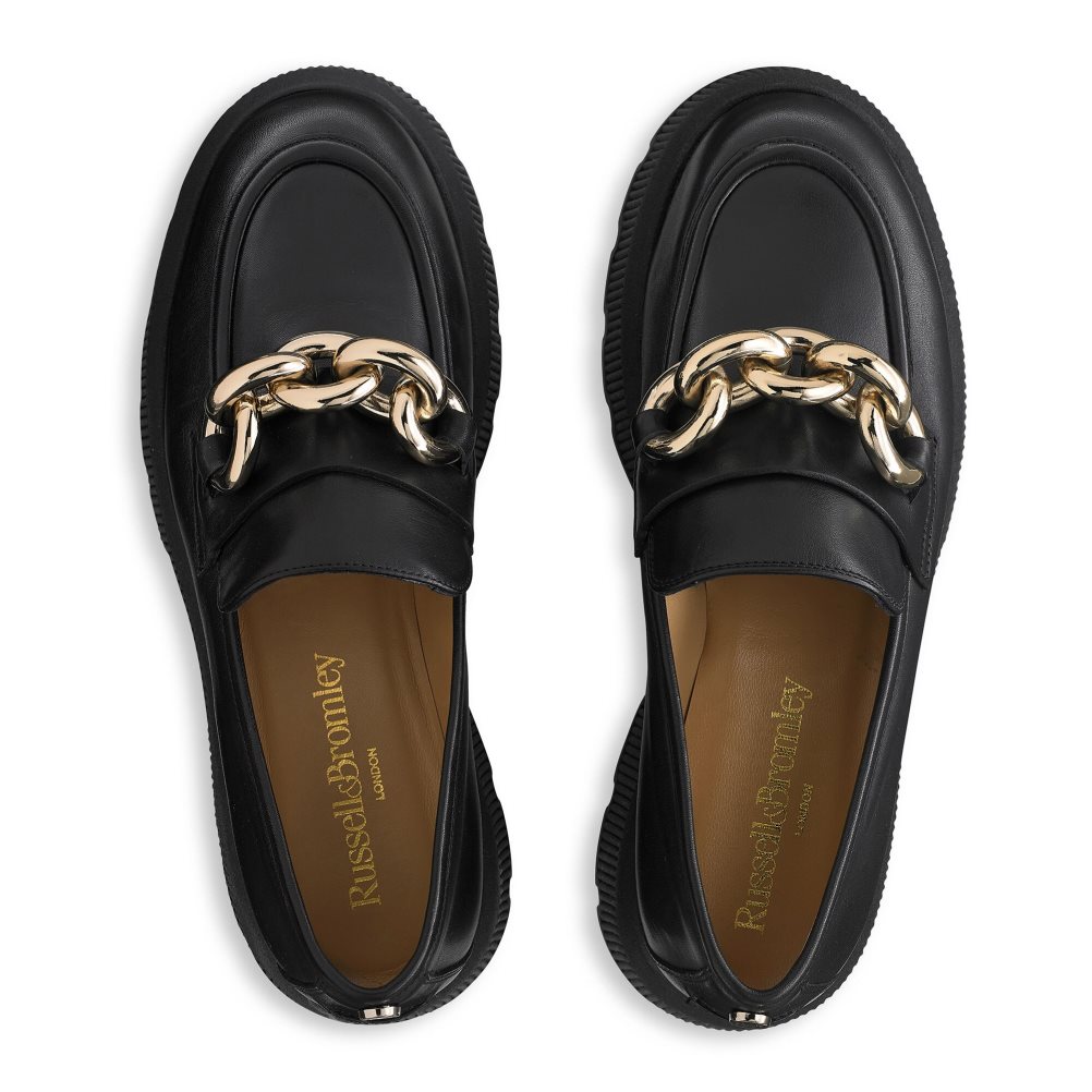 Black Russell And Bromley Ringo Heavy Ring Women's Loafers | CA-1950C