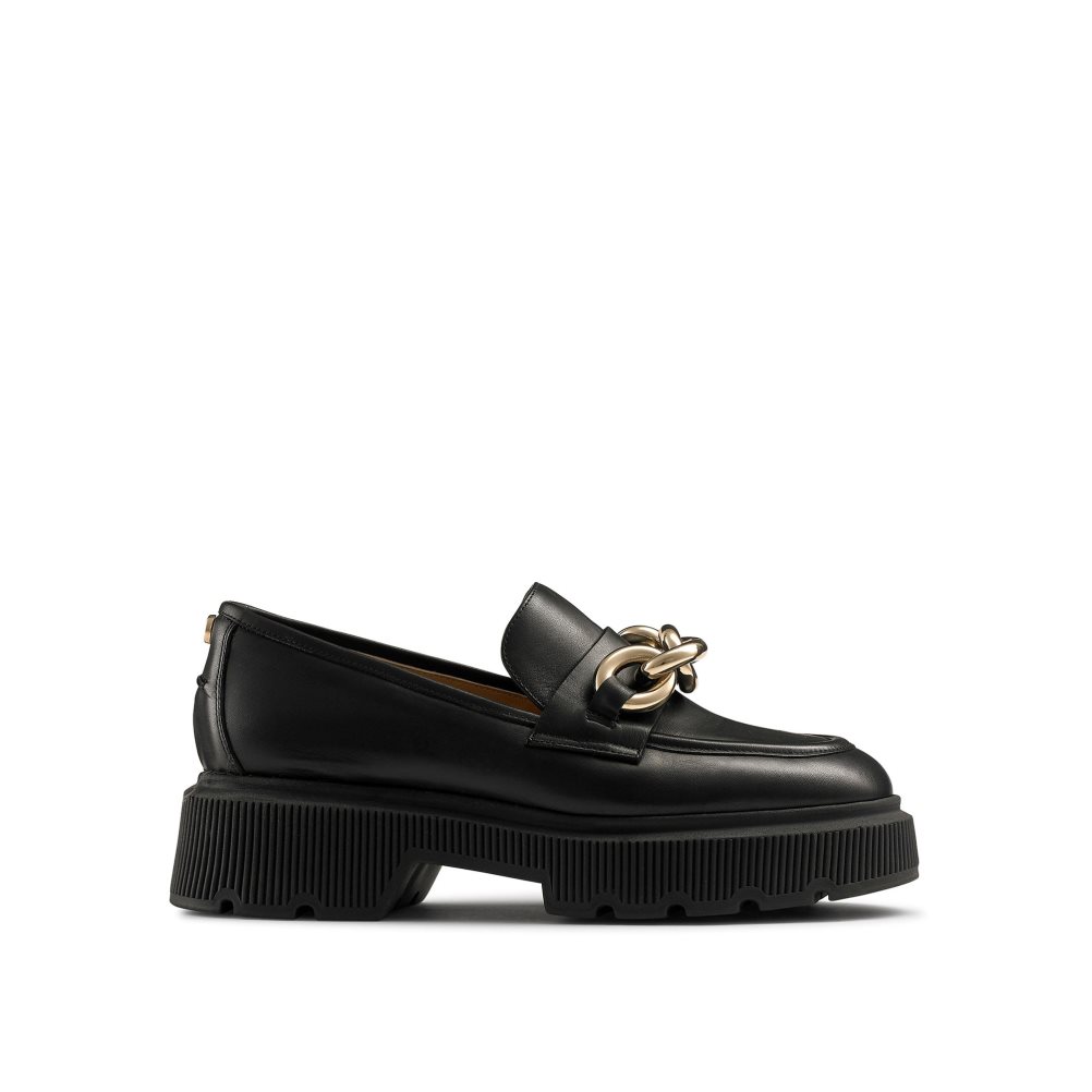 Black Russell And Bromley Ringo Heavy Ring Women\'s Loafers | CA-1950C