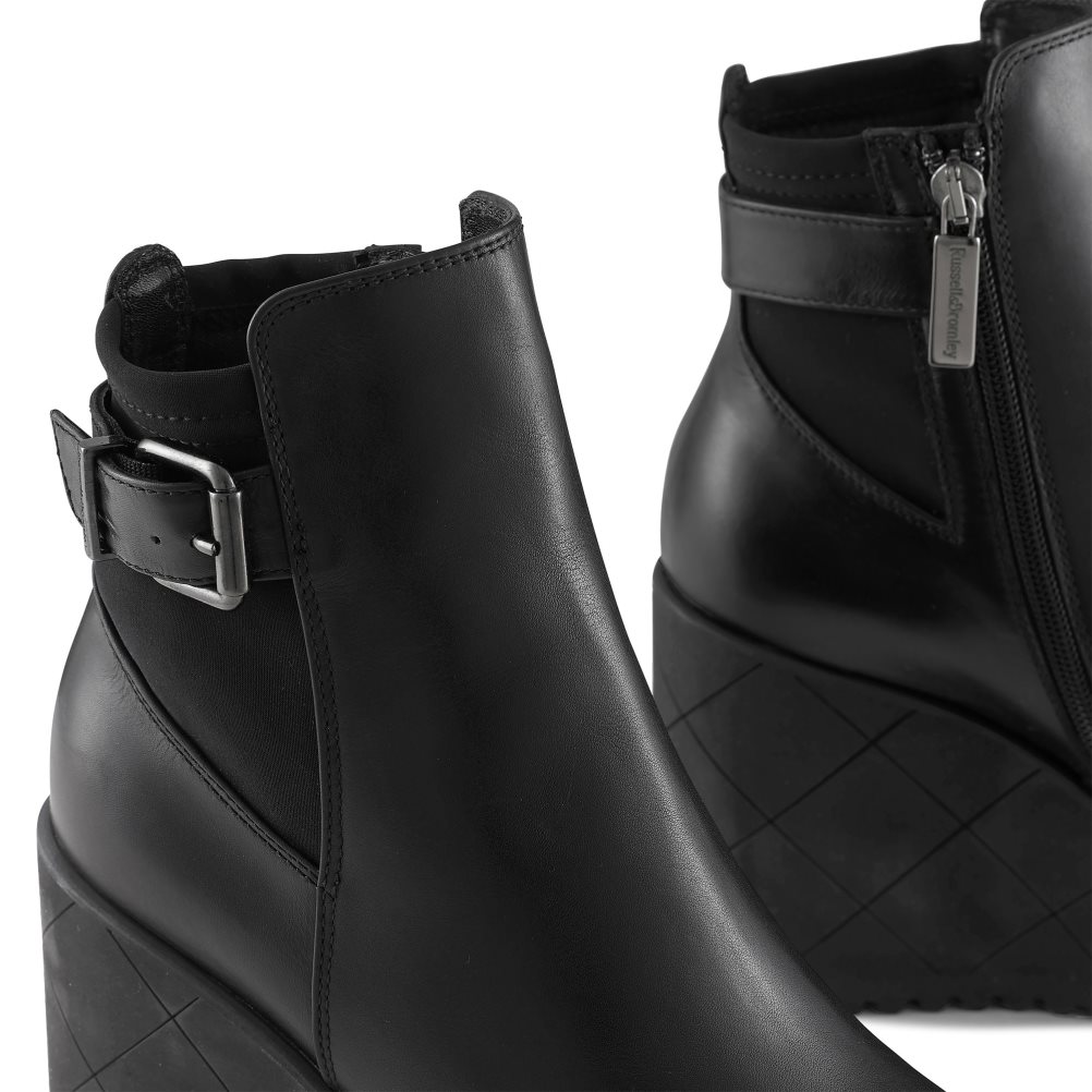 Black Russell And Bromley Royalty Dryleks Ankle Women's Wedge Boots | CA-0546Q