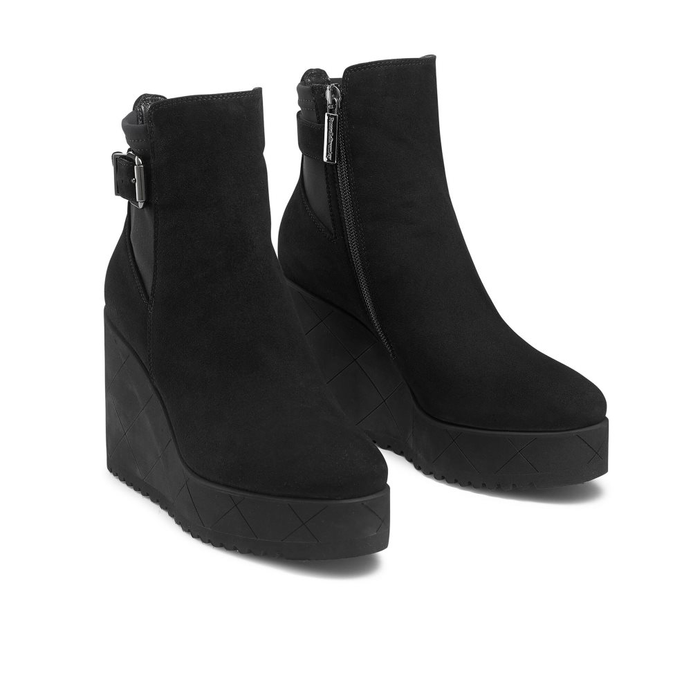 Black Russell And Bromley Royalty Dryleks Ankle Women's Wedge Boots | CA-3687G