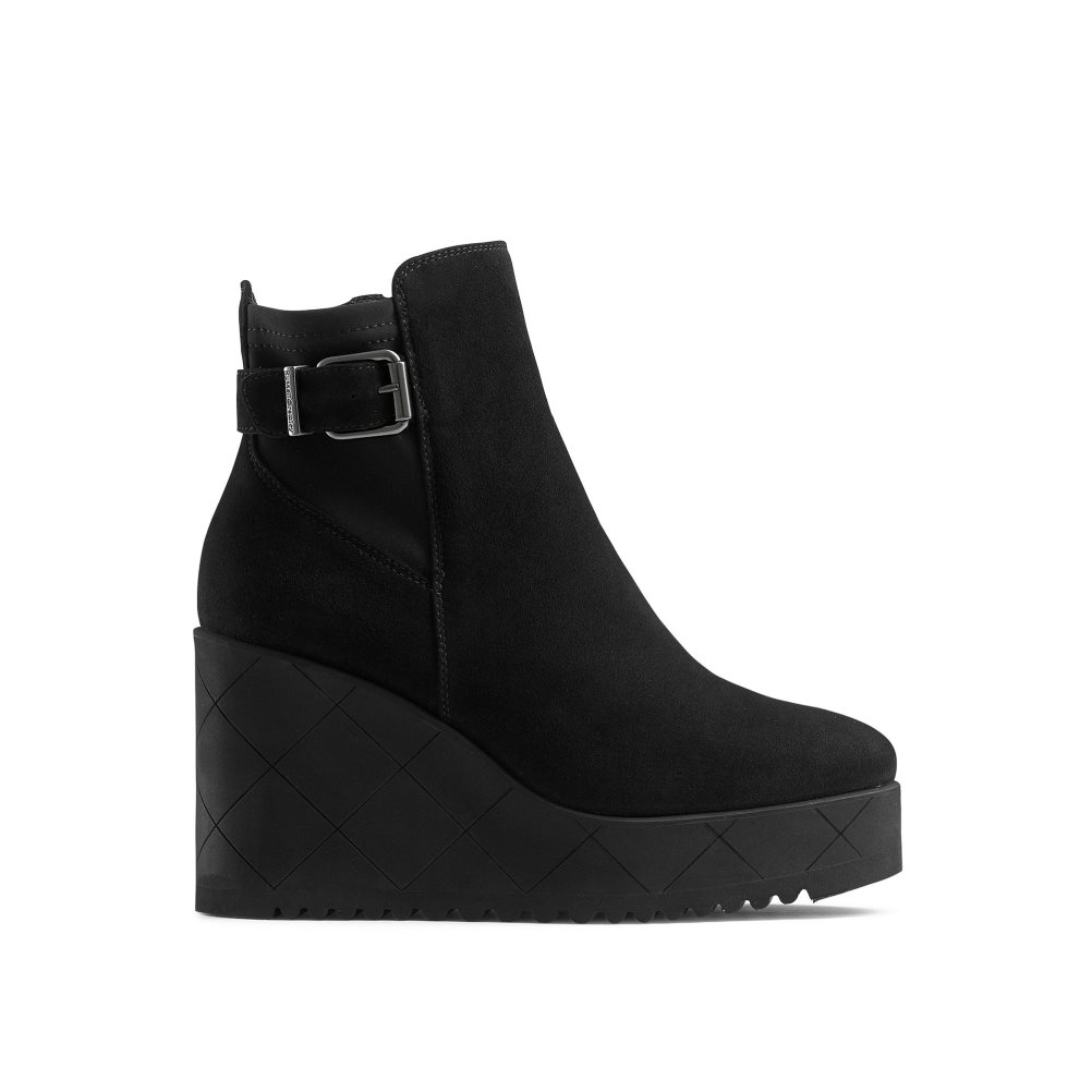 Black Russell And Bromley Royalty Dryleks Ankle Women\'s Wedge Boots | CA-3687G